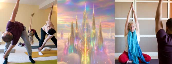 Collage van de yoga lessen