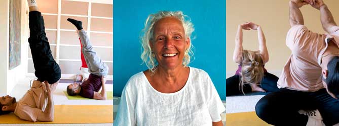 Collage van de yoga lessen