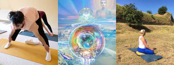 Collage van de yoga lessen