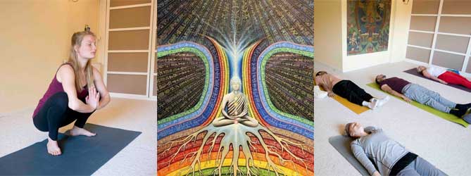 Collage van de yoga lessen